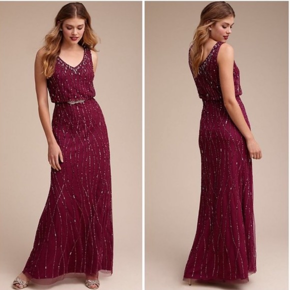 BHLDN Brooklyn Maxi Dress in Black Cherry *WITH BELT* - Picture 1 of 10